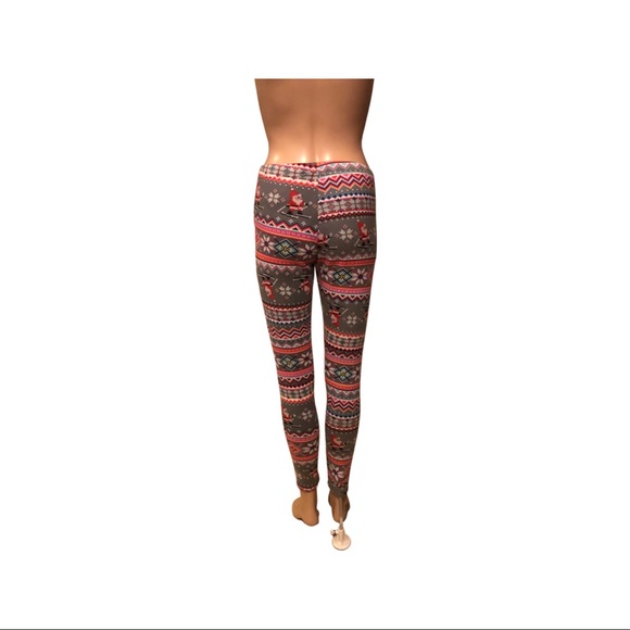 Christmas leggings fleece lined. Multicolor fun pattern. - Picture 4 of 4